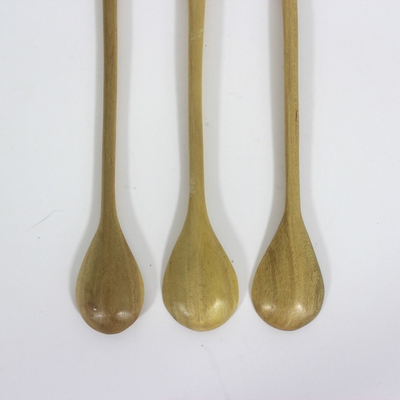 Vintage Set of Carved Elephant Animal Wood Condiment or Sugar Spoons - Picture 6 of 7